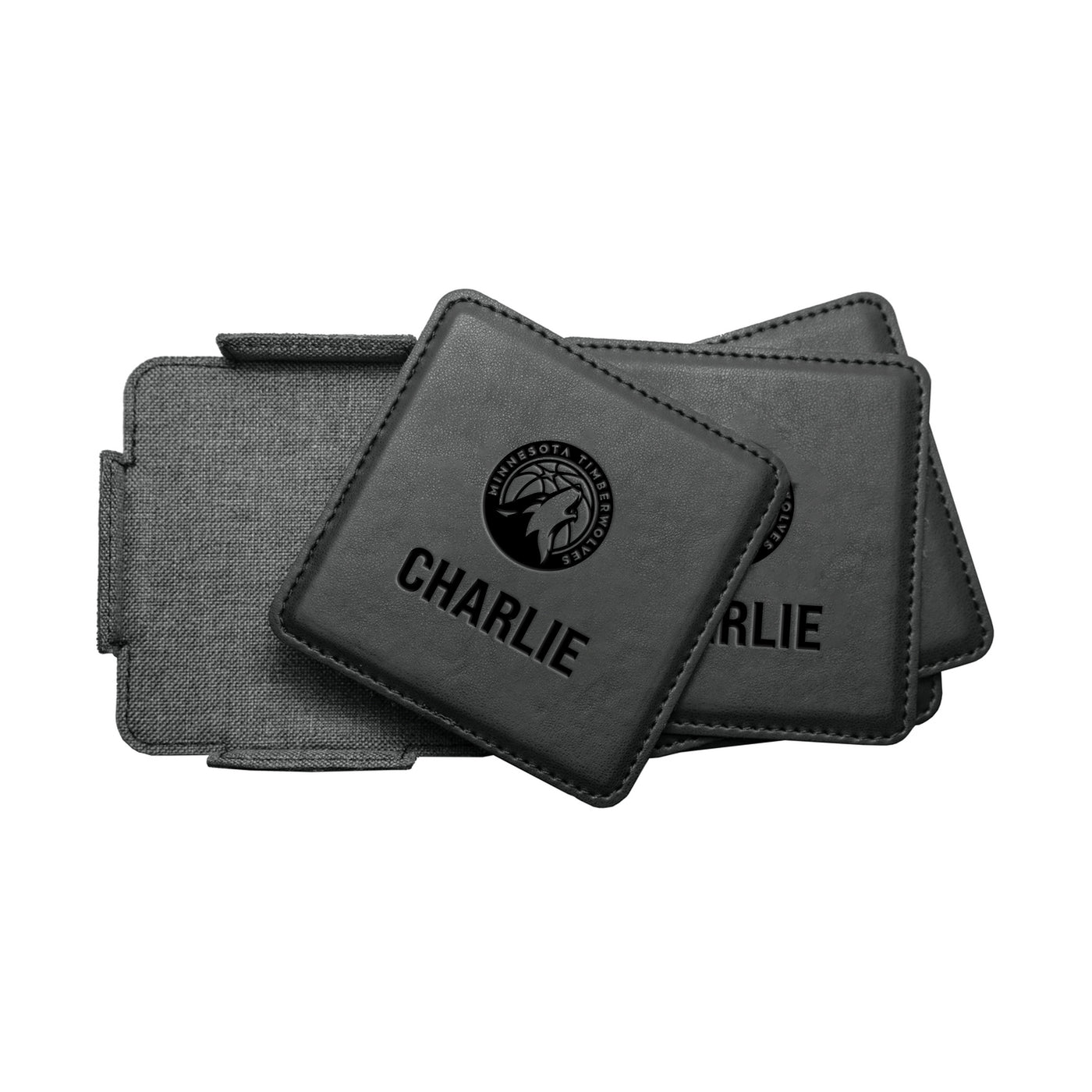 Minnesota Timberwolves Personalized 4 Pack Leather Coaster