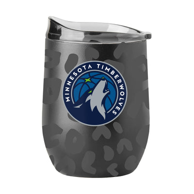 Minnesota Timberwolves Leopard 16oz Black Powder Coat Curved Beverage - Logo Brands