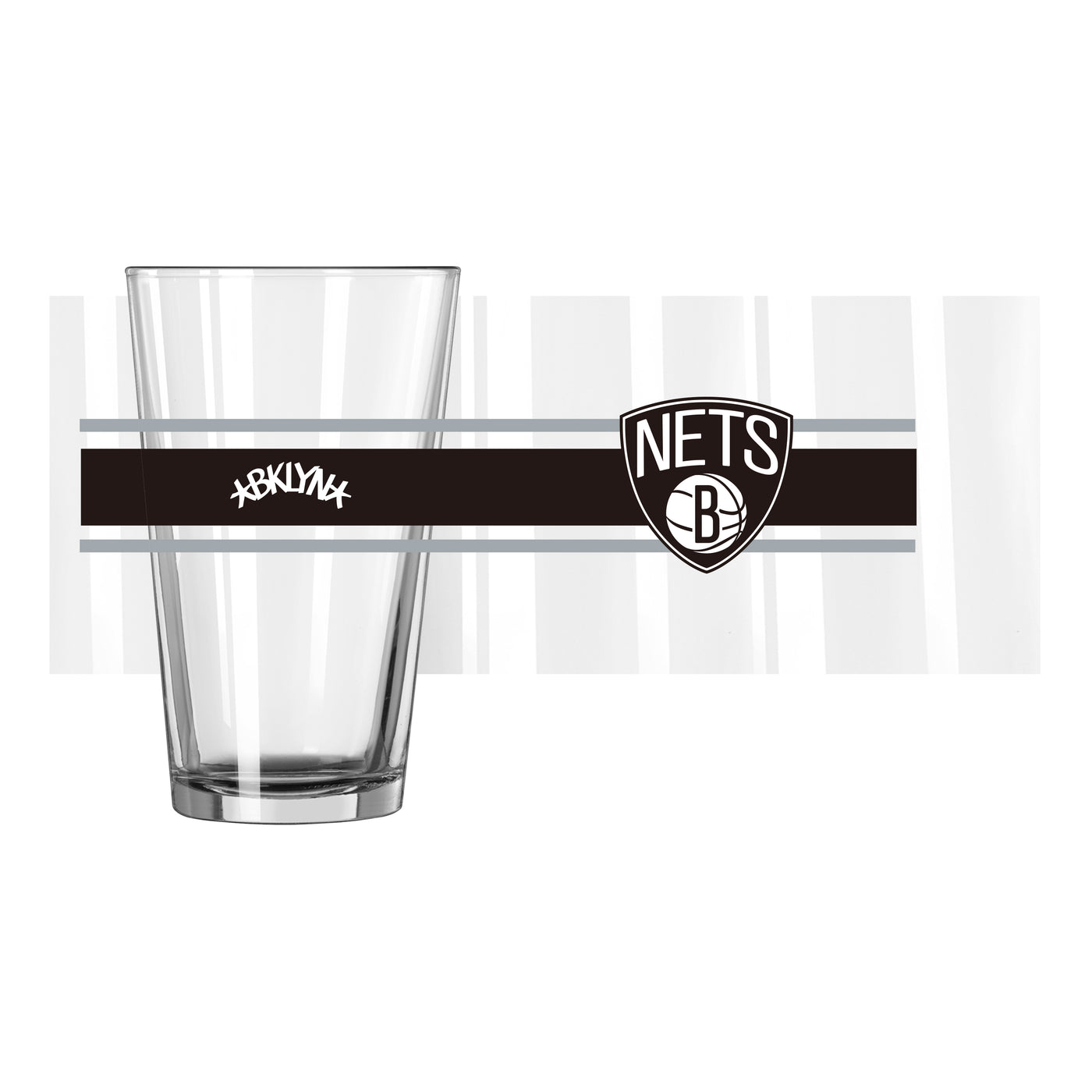 Brooklyn Nets 16oz Stripe Pint Glass