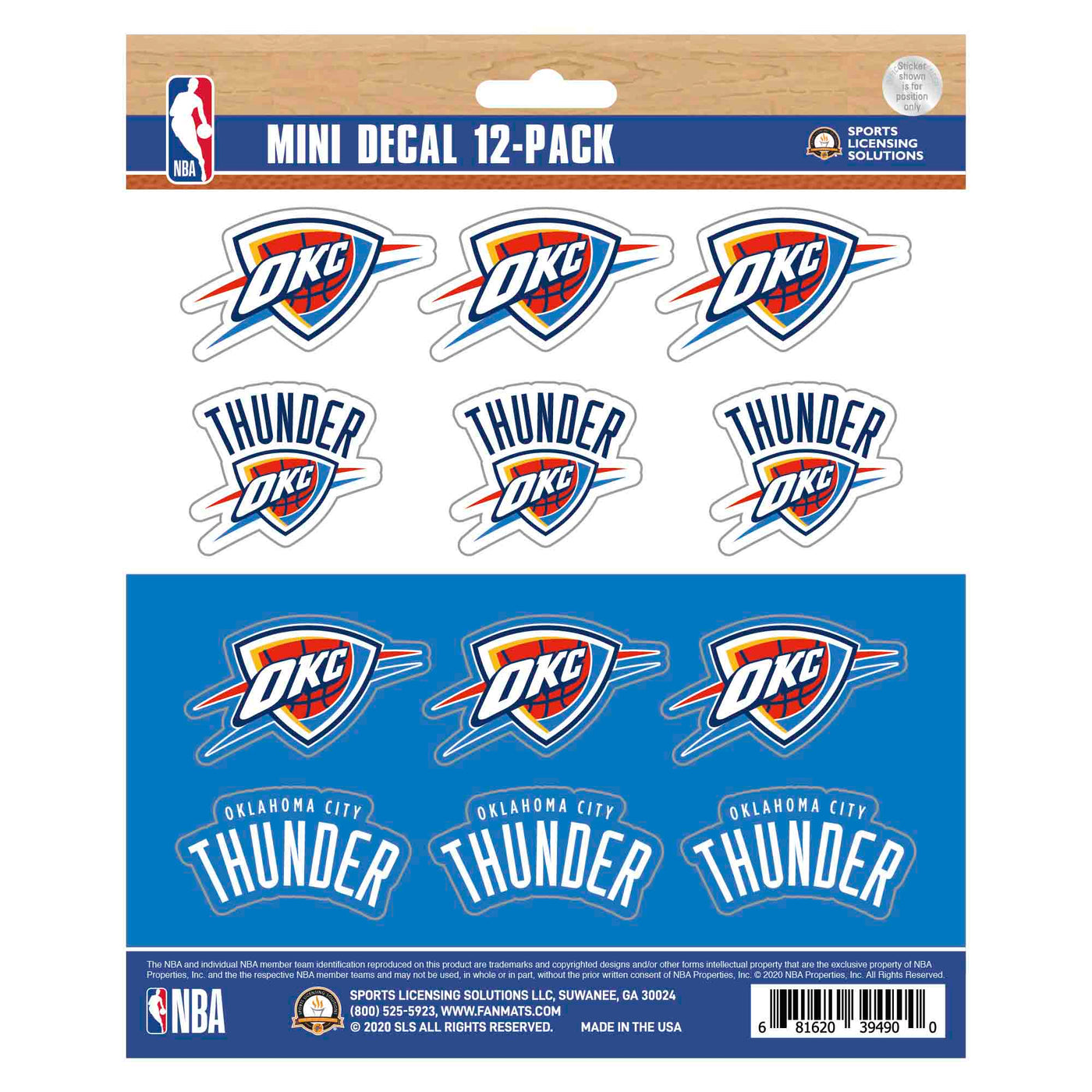 NBA - Oklahoma City Thunder Mini Decal 12-pk