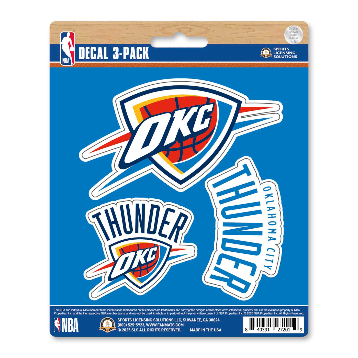 NBA - Oklahoma City Thunder Decal 3-pk