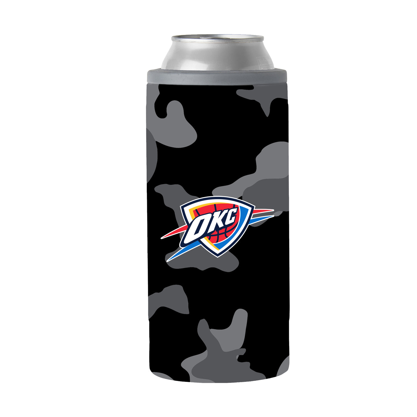 Oklahoma City Thunder Black Camo 12oz Slim Can Coolie - Logo Brands