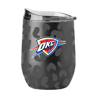 Oklahoma City Thunder Leopard 16oz Black Powder Coat Curved Beverage - Logo Brands