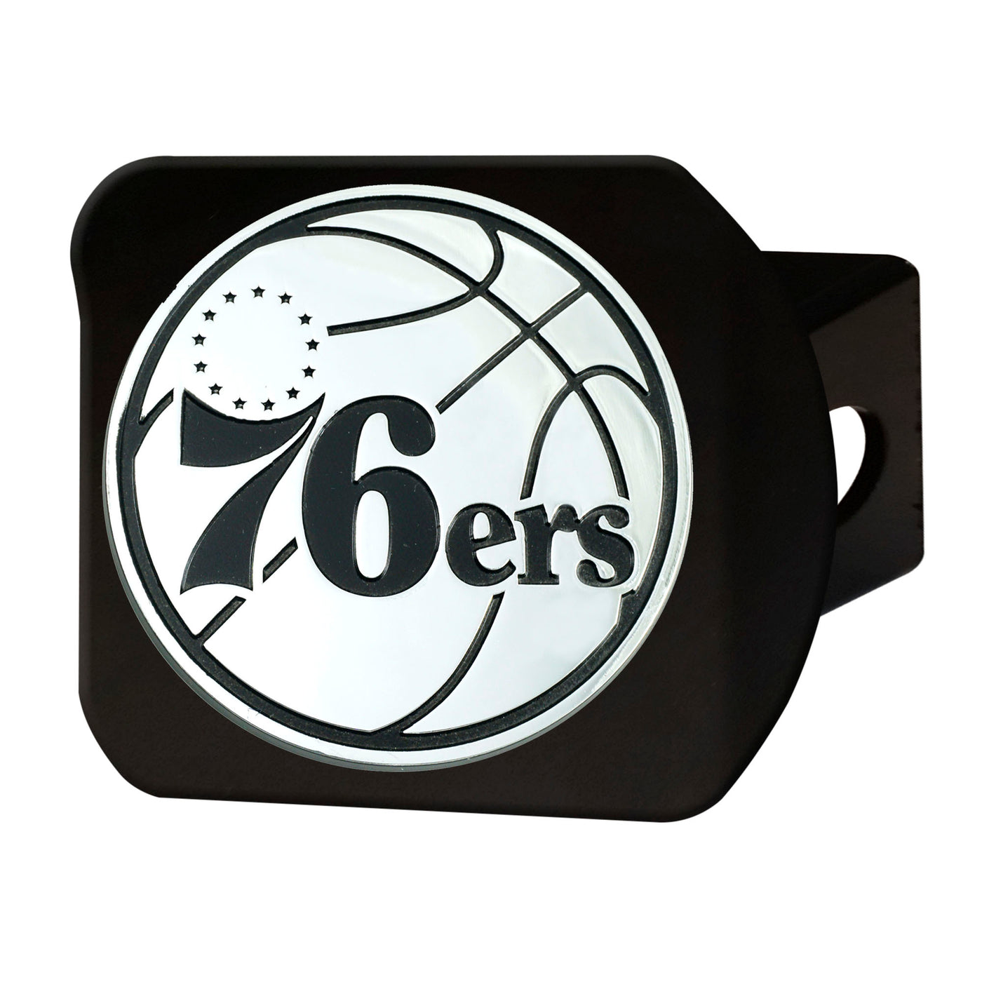 NBA - Philadelphia 76ers Chrome on Black Hitch Cover