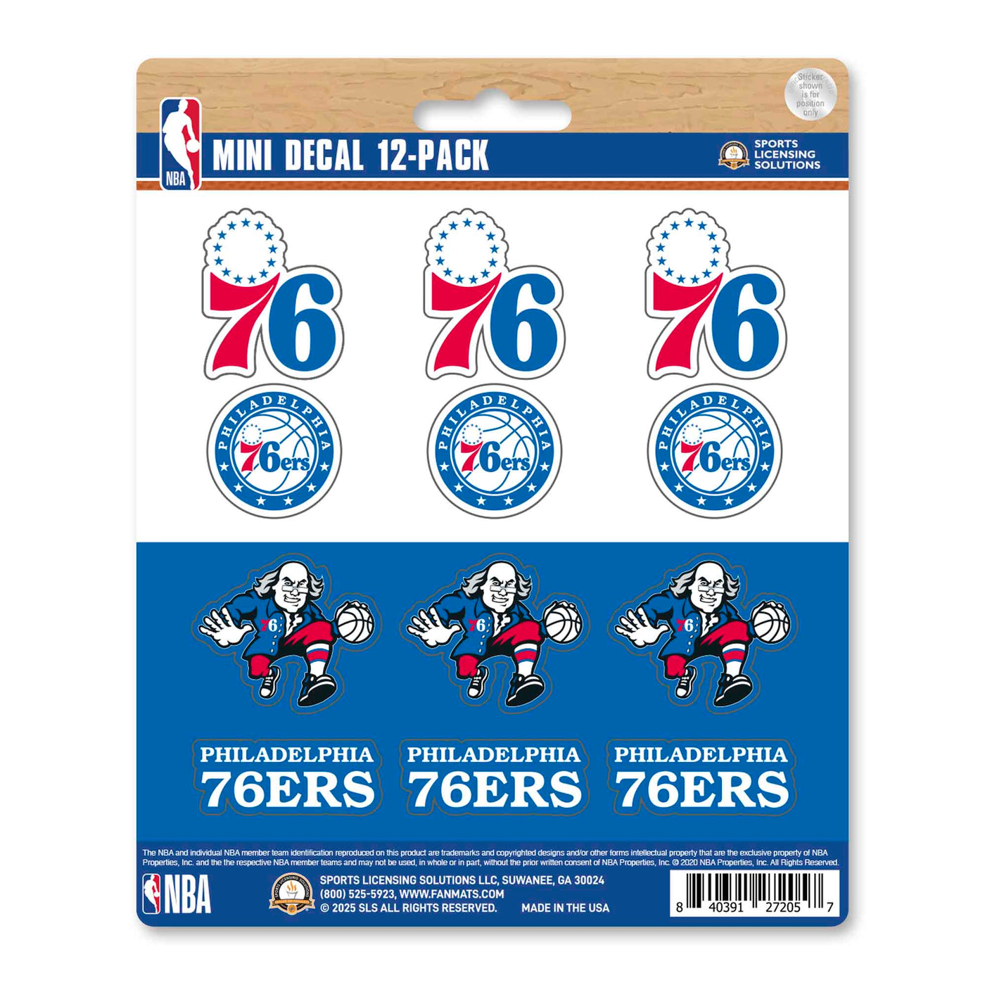 NBA - Philadelphia 76ers Mini Decal 12-pk