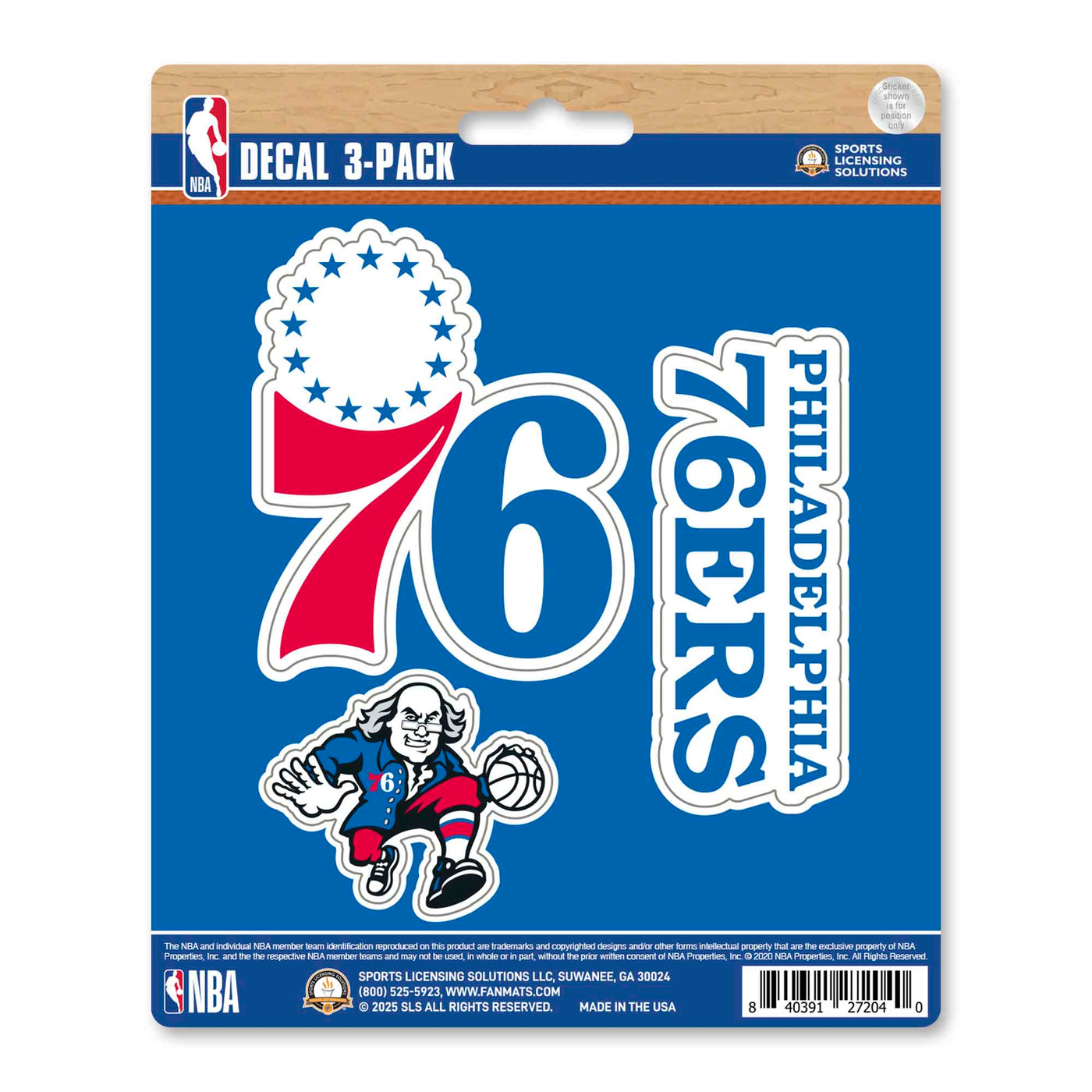 NBA - Philadelphia 76ers Decal 3-pk