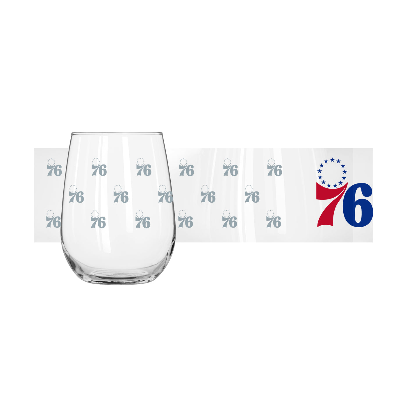Philadelphia 76ers 16oz Satin Etch Curved Beverage Glass