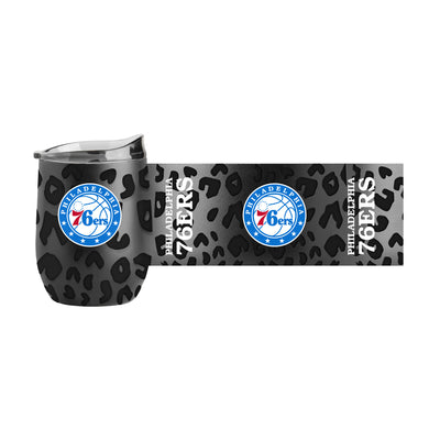 Philadelphia 76ers Leopard 16oz Black Powdercoat Curved Beverage