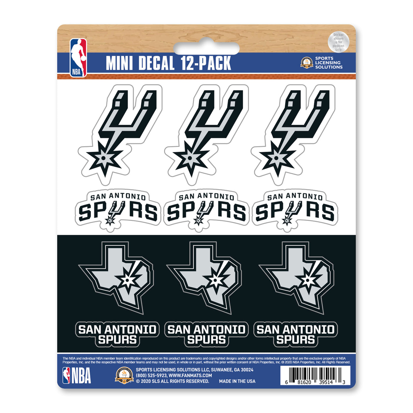 NBA - San Antonio Spurs Mini Decal 12-pk