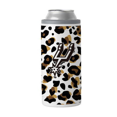 San Antonio Spurs 12oz Neutral Leopard Slim Can Coolie