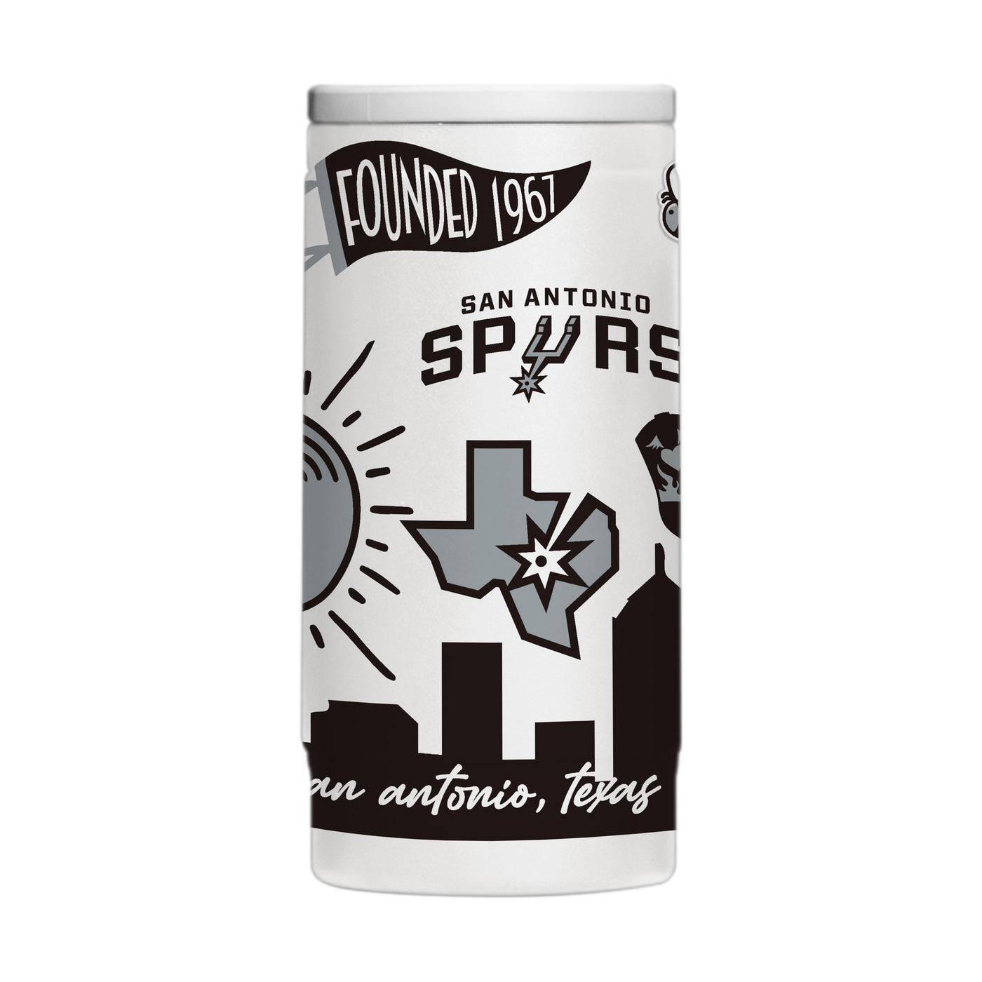 San Antonio Spurs 12oz Native Powdercoat SlimCan Coolie