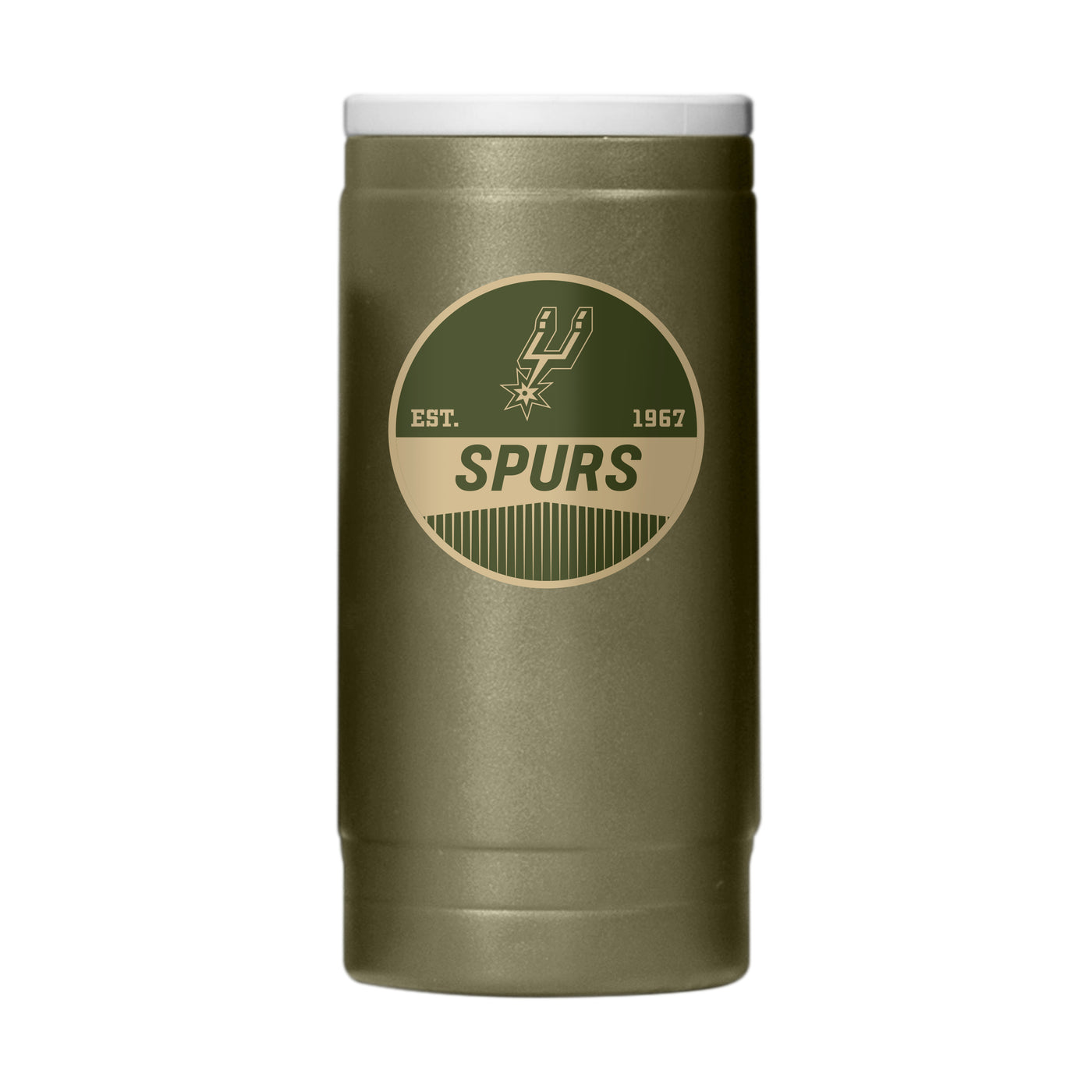 San Antonio Spurs  Badge Powder Coat Slim Can Coolie