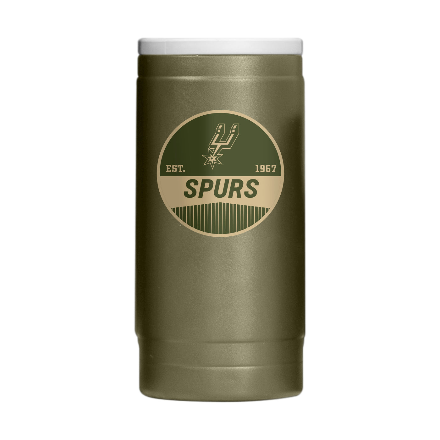 San Antonio Spurs  Badge Powder Coat Slim Can Coolie