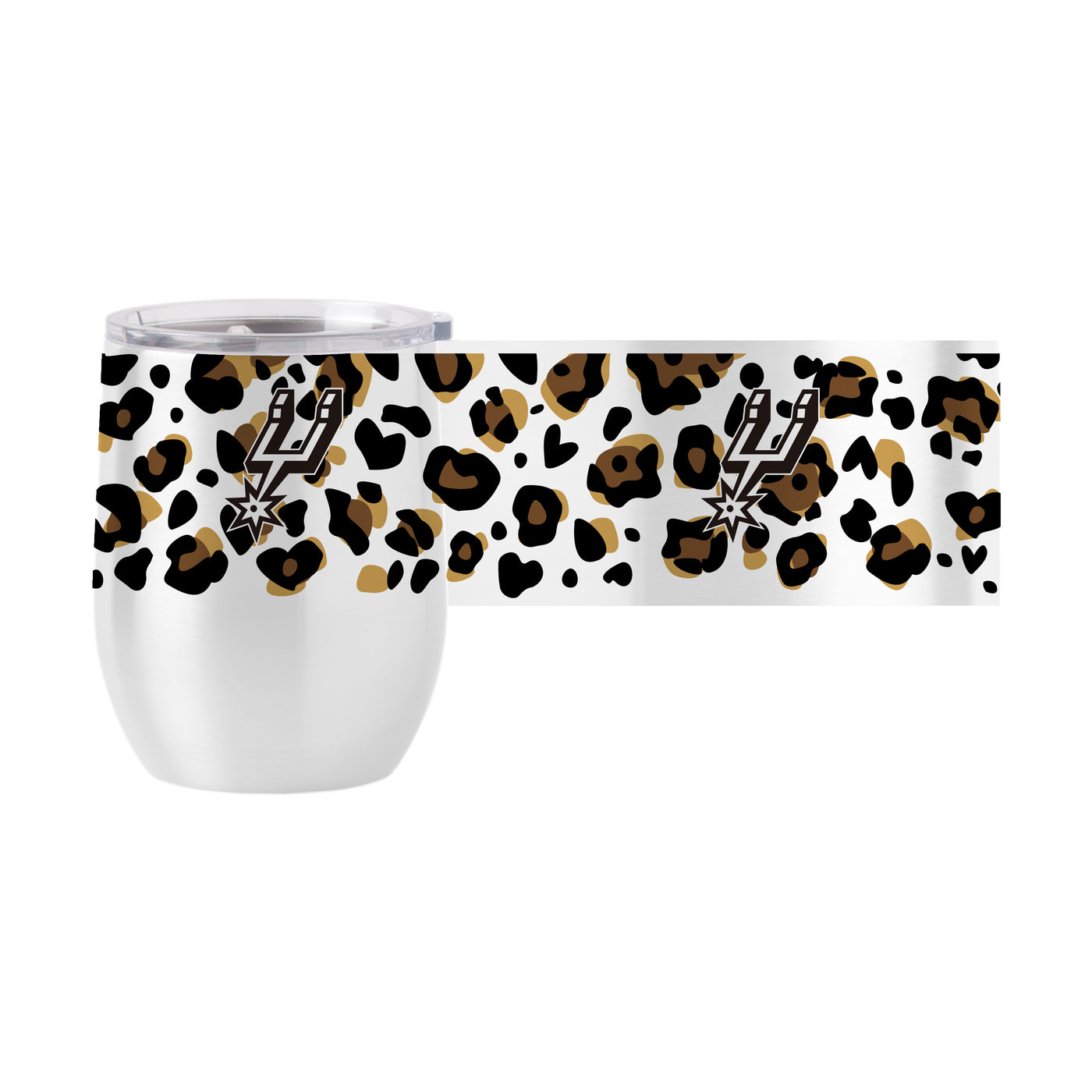 San Antonio Spurs 16oz Neutral Leopard Stainless Curved Beverage
