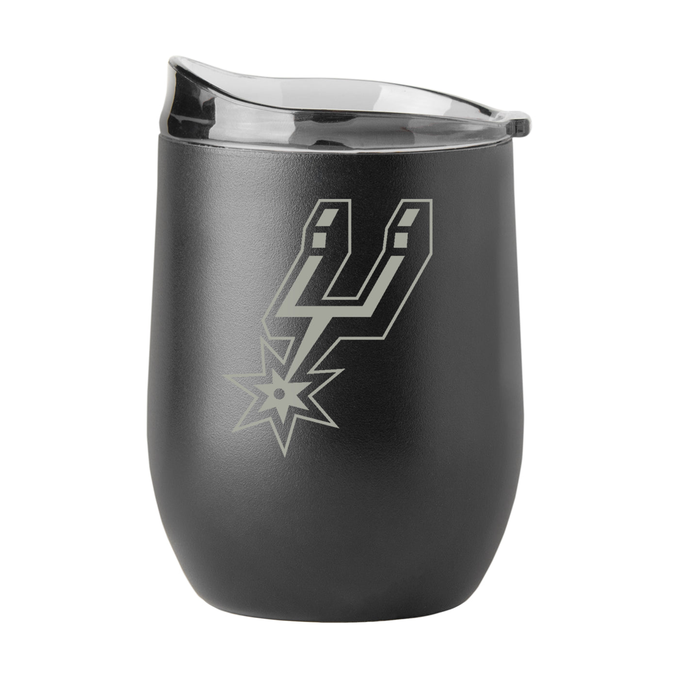 San Antonio Spurs GunMetal 16oz Black Powder Curved Beverage