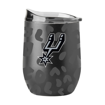 San Antonio Spurs Leopard 16oz Black Powder Coat Curved Beverage - Logo Brands