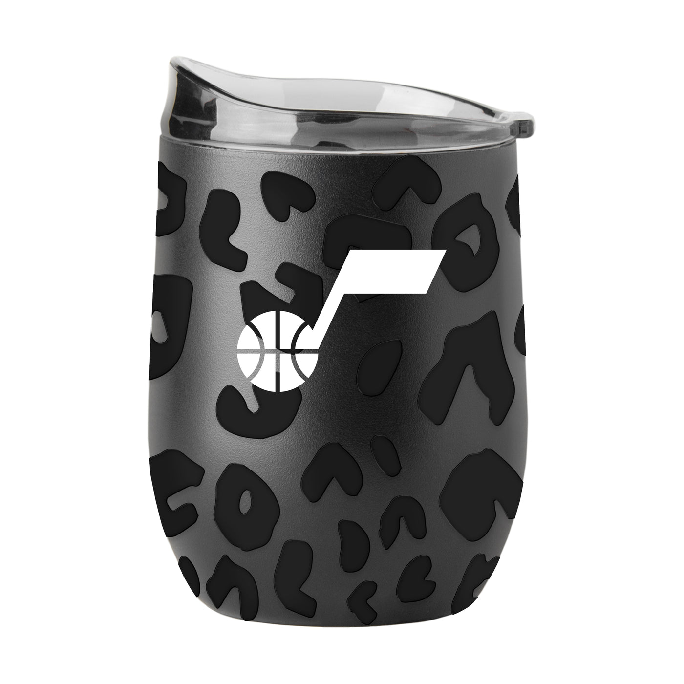 Utah Jazz Leopard 16oz Black Powdercoat Curved Beverage