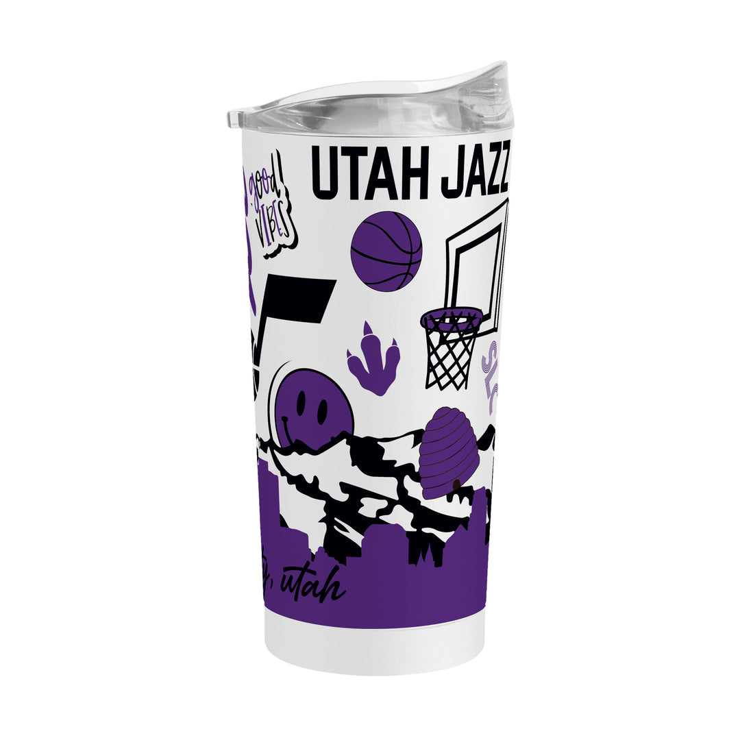 Utah Jazz 20oz Native Powder Coat Tumbler Logo Brands