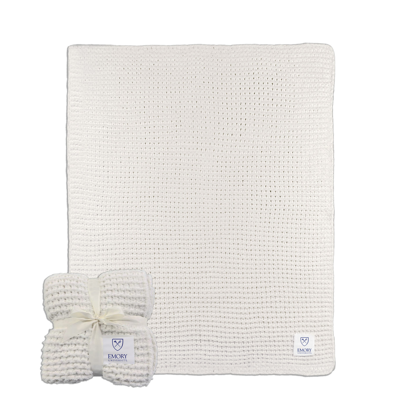 Emory University Ivory Cable Knit Throw