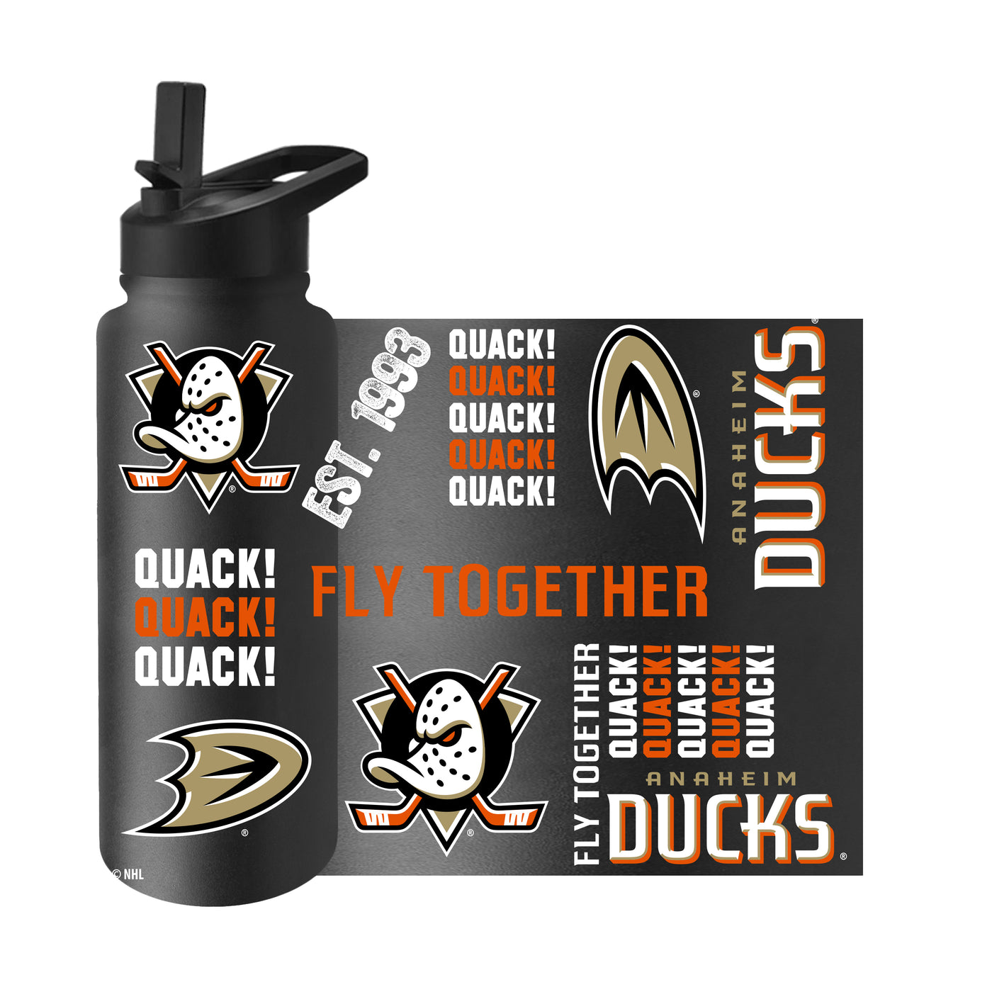Anaheim Ducks Black 34oz Native Quencher Bottle