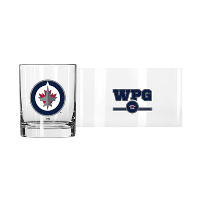 Winnipeg Jets 14oz Letterman Rocks Glass