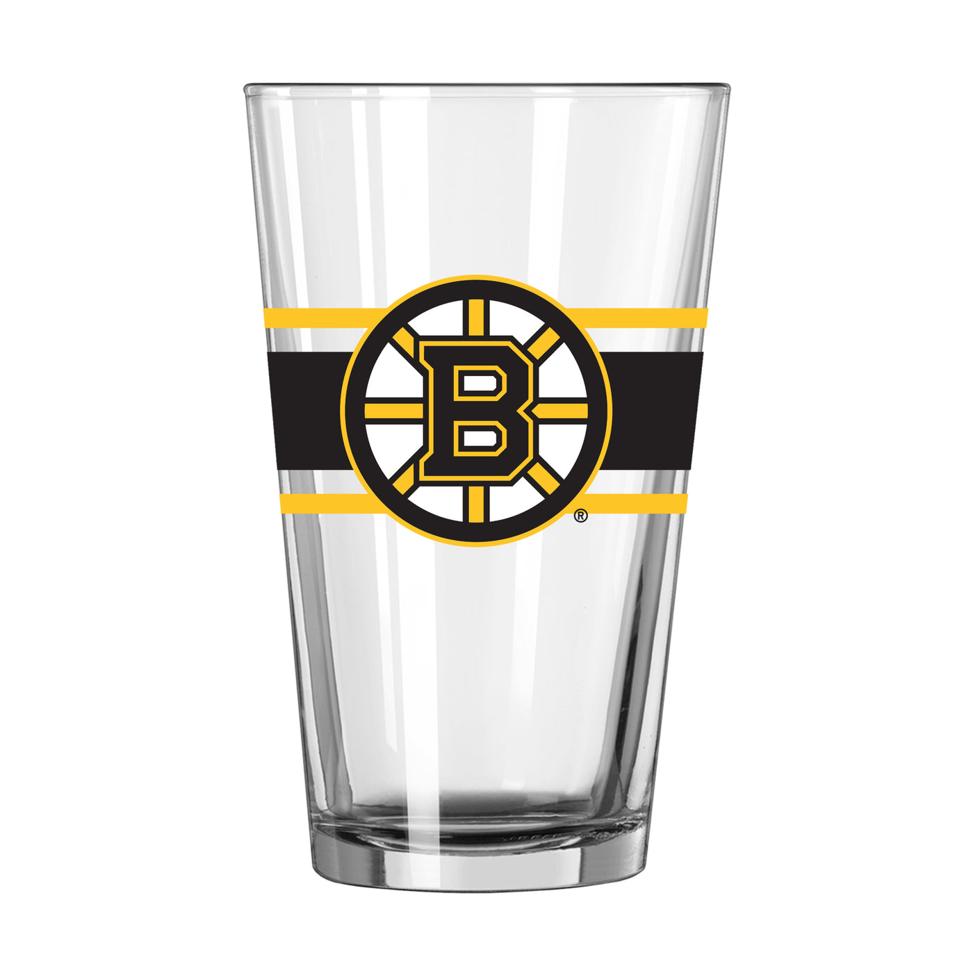 Boston Bruins 16oz Stripe Pint Glass - Logo Brands