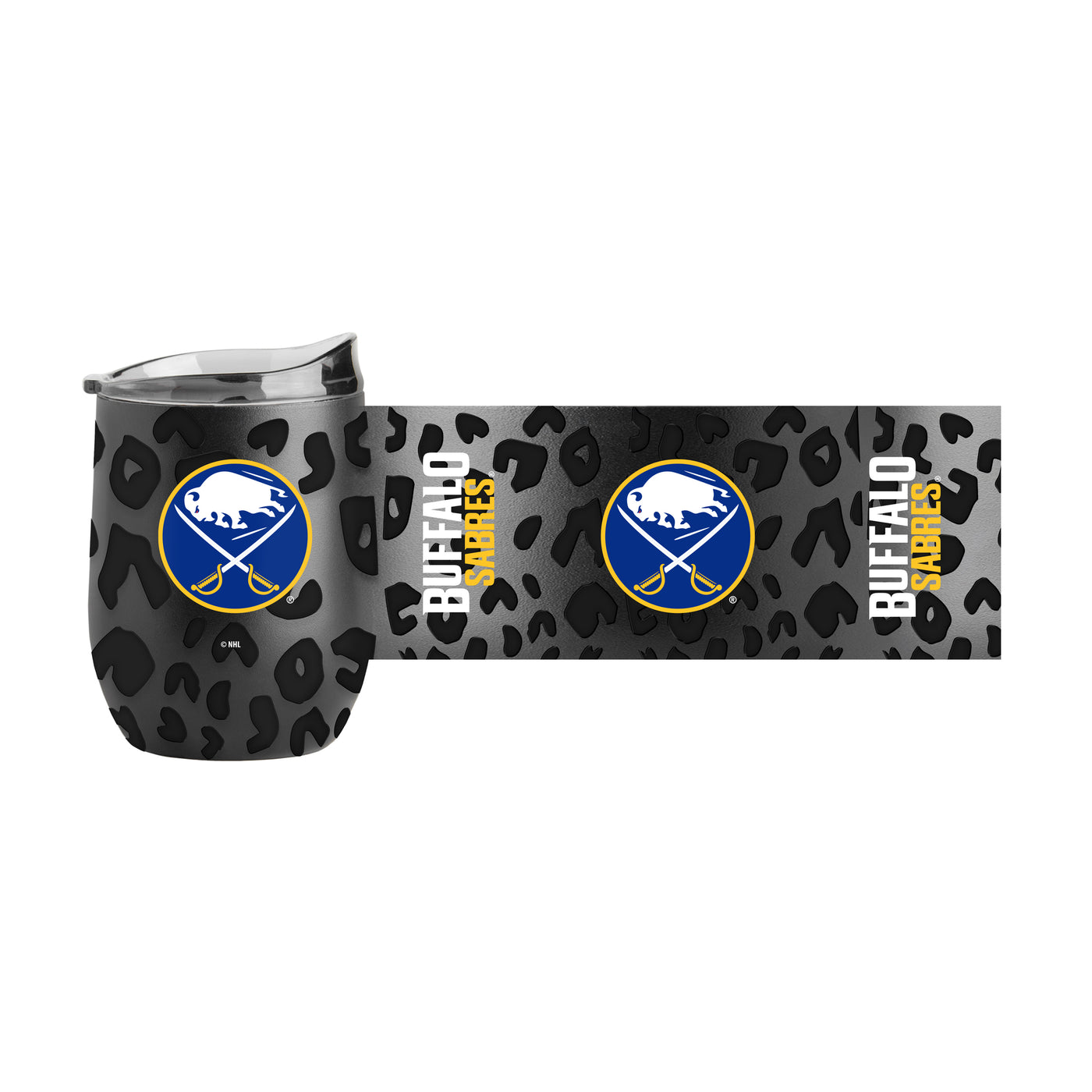 Buffalo Sabres Leopard 16oz Black Powdercoat Curved Beverage
