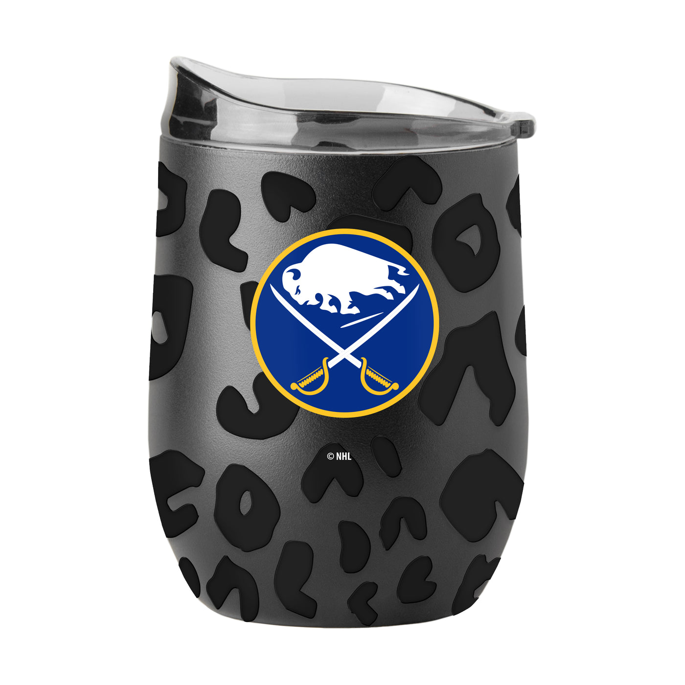 Buffalo Sabres Leopard 16oz Black Powdercoat Curved Beverage