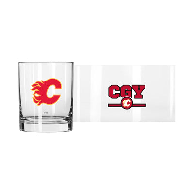 Calgary Flames 14oz Letterman Rocks Glass