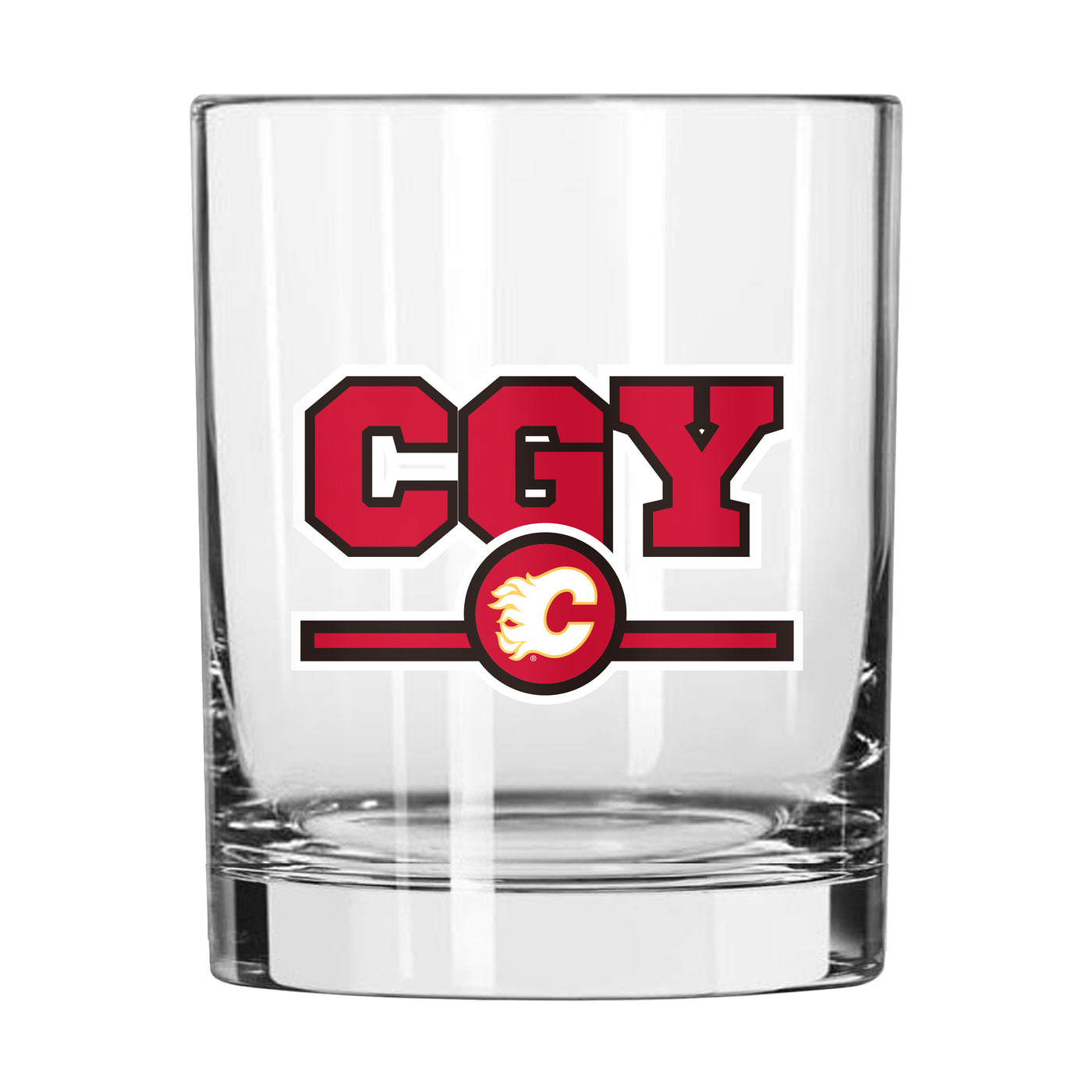 Calgary Flames 14oz Letterman Rocks Glass