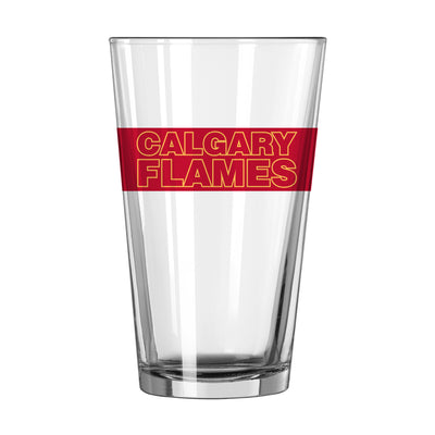 Calgary Flames 16oz Stripe Pint Glass - Logo Brands