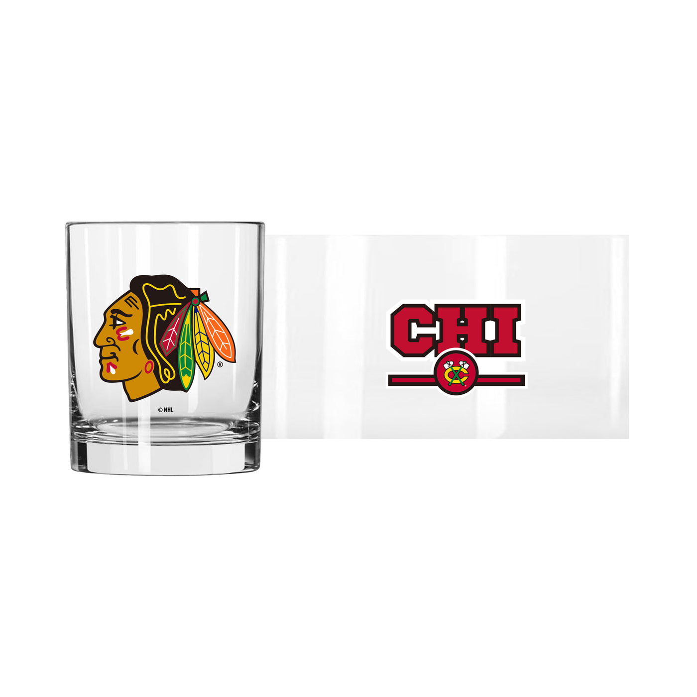 Chicago Blackhawks 14oz Letterman Rocks Glass