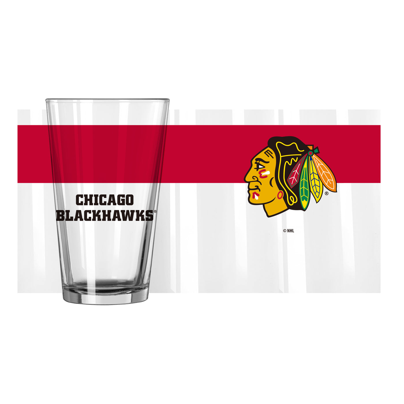 Chicago Blackhawks 16oz Colorblock Pint Glass