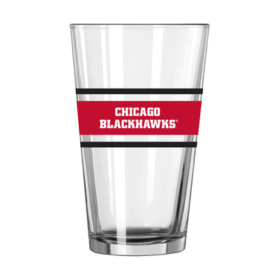 Chicago Blackhawks 16oz Stripe Pint Glass