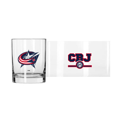 Columbus Blue Jackets 14oz Letterman Rocks Glass