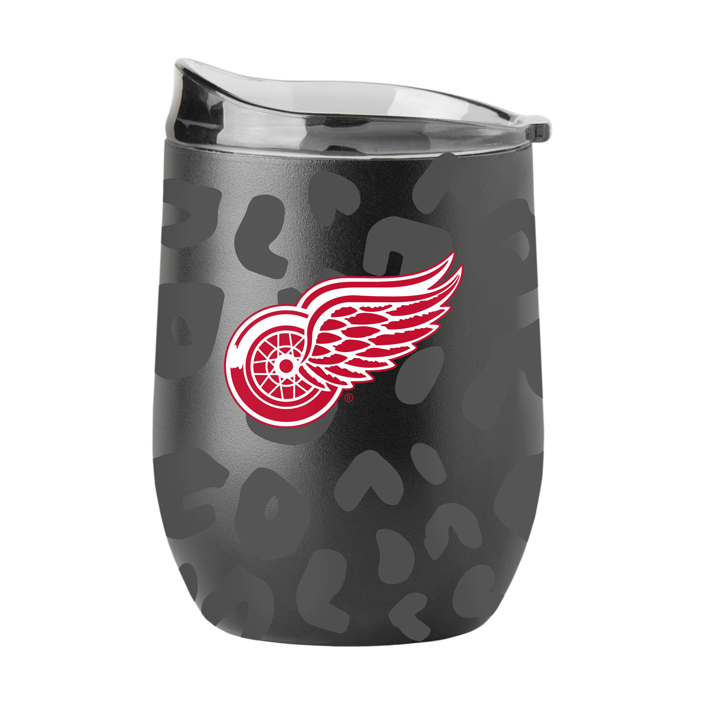 Detroit Red Wings Leopard 16oz Black Powdercoat Curved Beverage