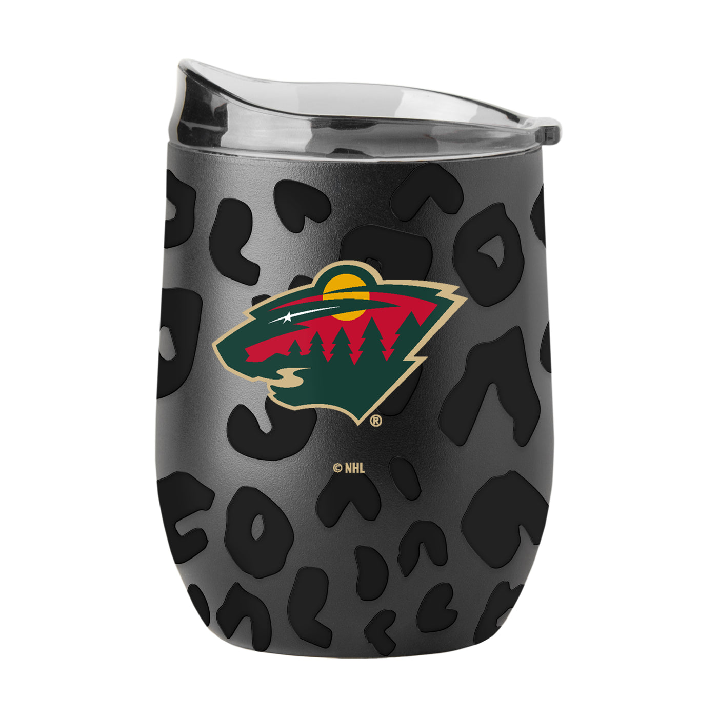 Minnesota Wild Leopard 16oz Black Powdercoat Curved Beverage