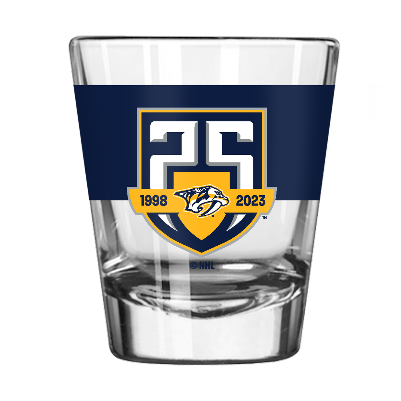 Nashville Predators 25th Anniversary Color Block 2oz Shot Glass