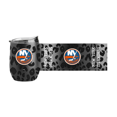 New York Islanders Leopard 16oz Black Powdercoat Curved Beverage