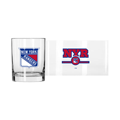 New York Rangers 14oz Letterman Rocks Glass