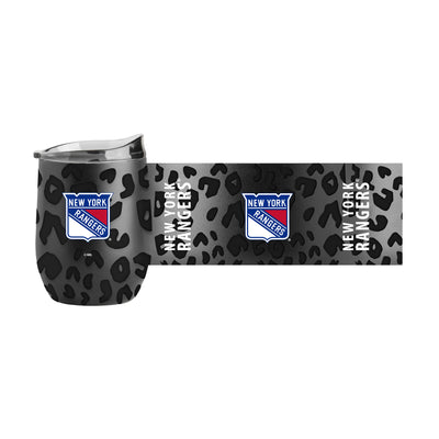 New York Rangers Leopard 16oz Black Powder Coat Curved Beverage - Logo Brands