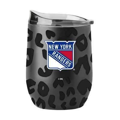 New York Rangers Leopard 16oz Black Powder Coat Curved Beverage - Logo Brands