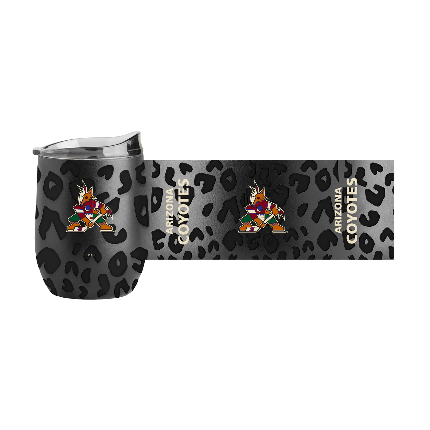 Arizona Coyotes Leopard 16oz Black Powdercoat Curved Beverage