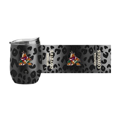 Arizona Coyotes Leopard 16oz Black Powdercoat Curved Beverage