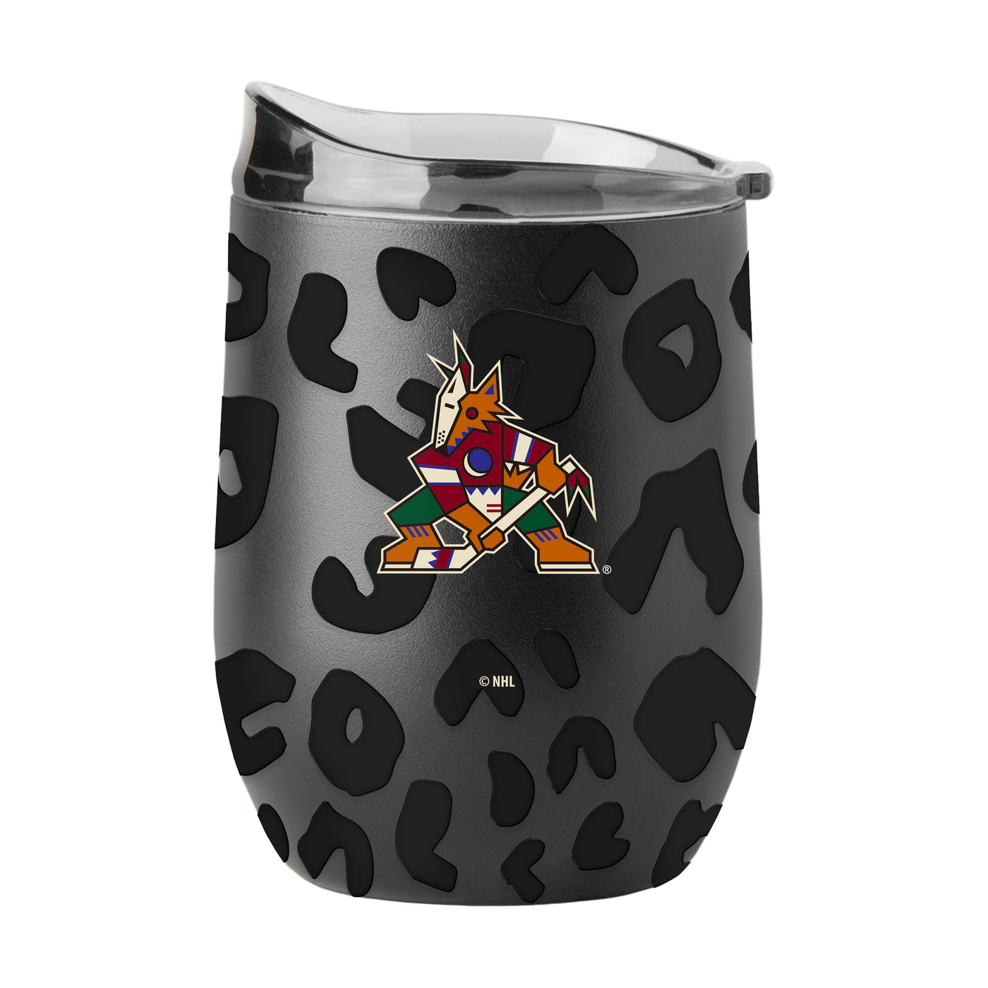 Arizona Coyotes Leopard 16oz Black Powdercoat Curved Beverage