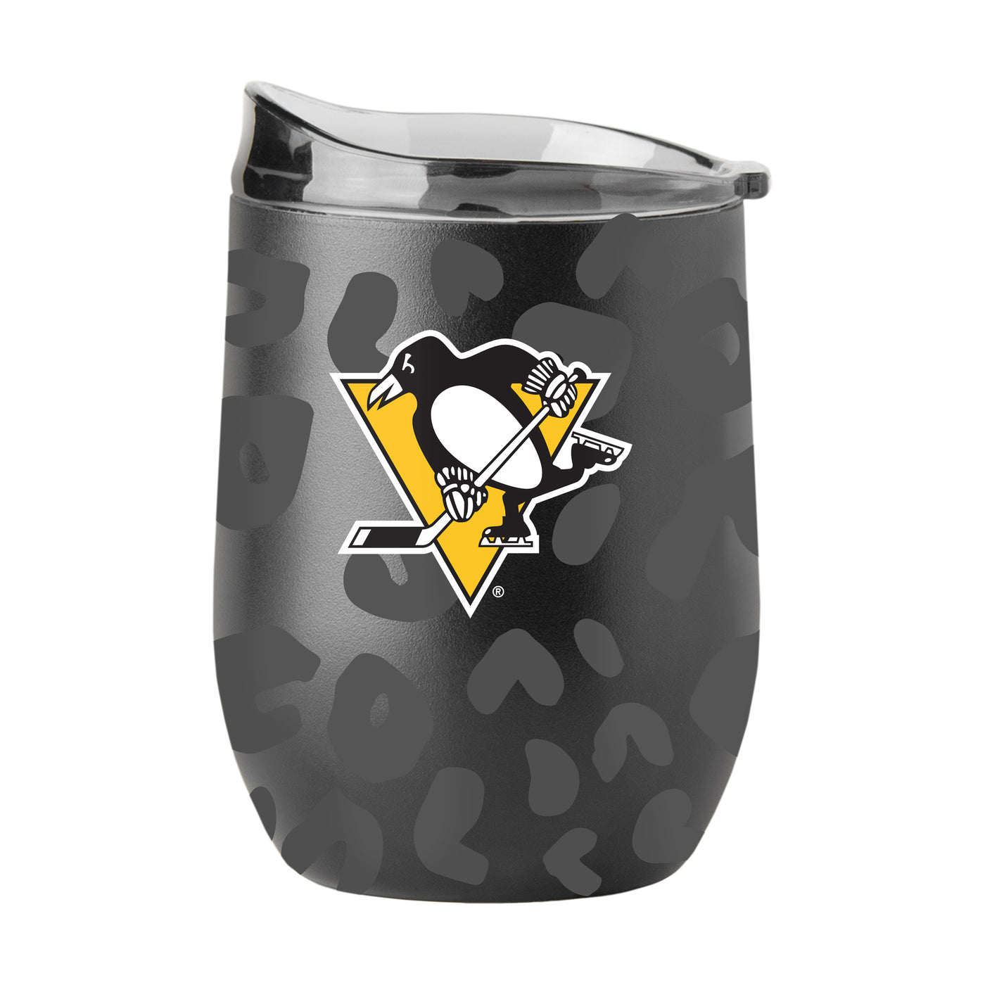 Pittsburgh Penguins Leopard 16oz Black Powdercoat Curved Beverage