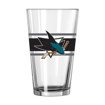 San Jose Sharks 16oz Stripe Pint Glass - Logo Brands
