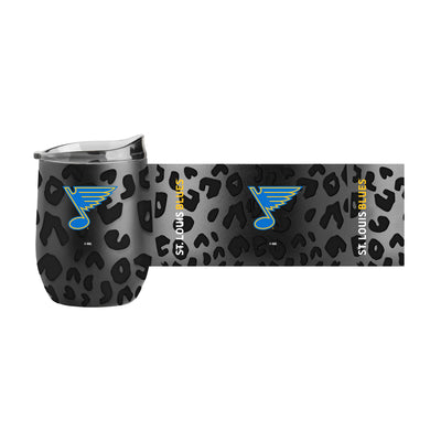 St. Louis Blues Leopard 16oz Black Powdercoat Curved Beverage
