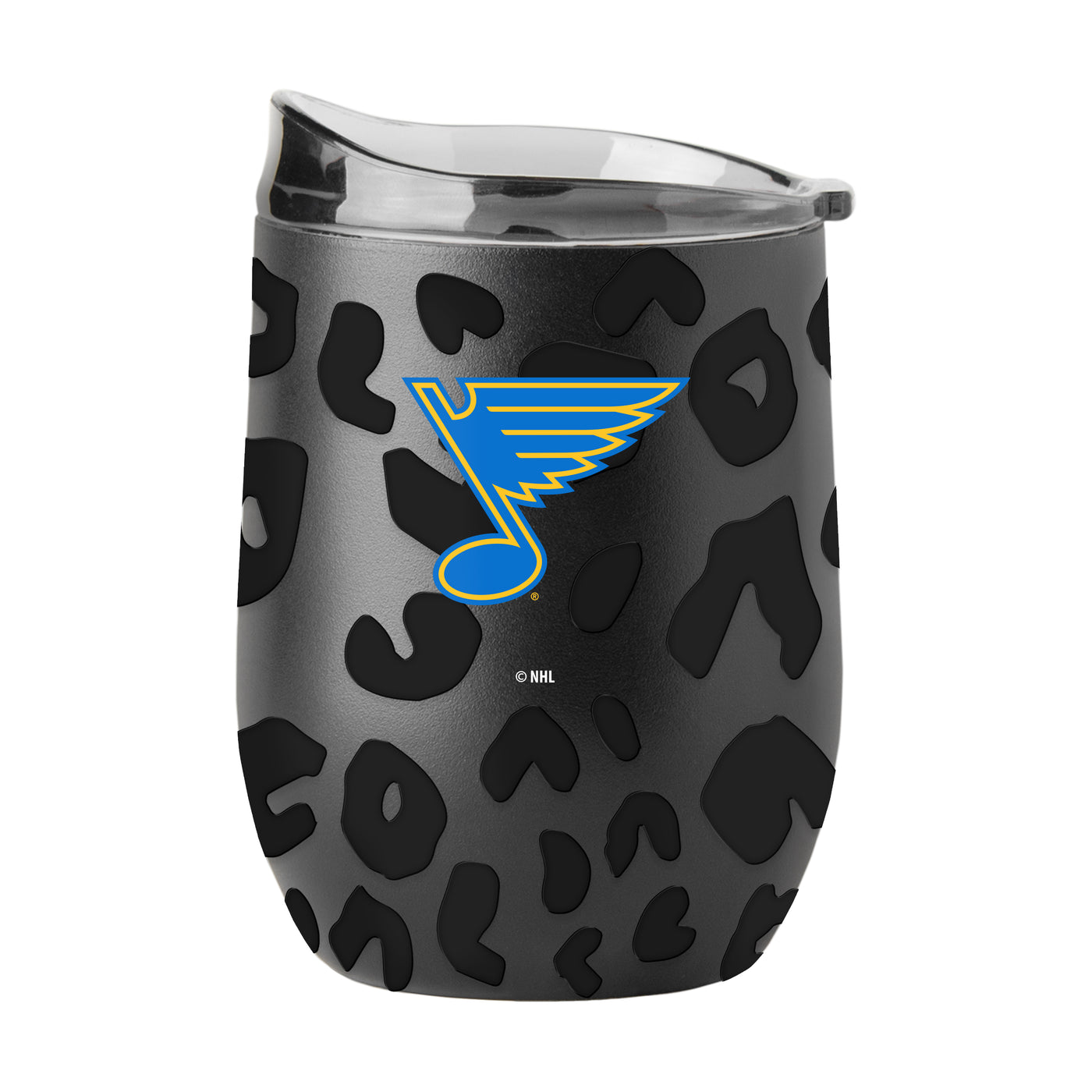 St. Louis Blues Leopard 16oz Black Powdercoat Curved Beverage