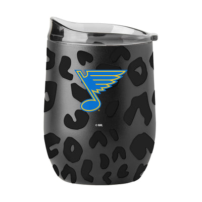 St. Louis Blues Leopard 16oz Black Powdercoat Curved Beverage